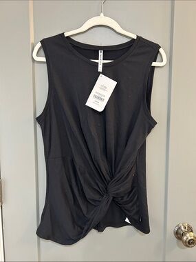 Fabletics Black Twist-Front Tank Top